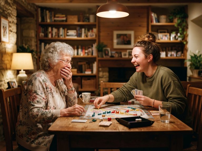 elderly woman caregiver board game